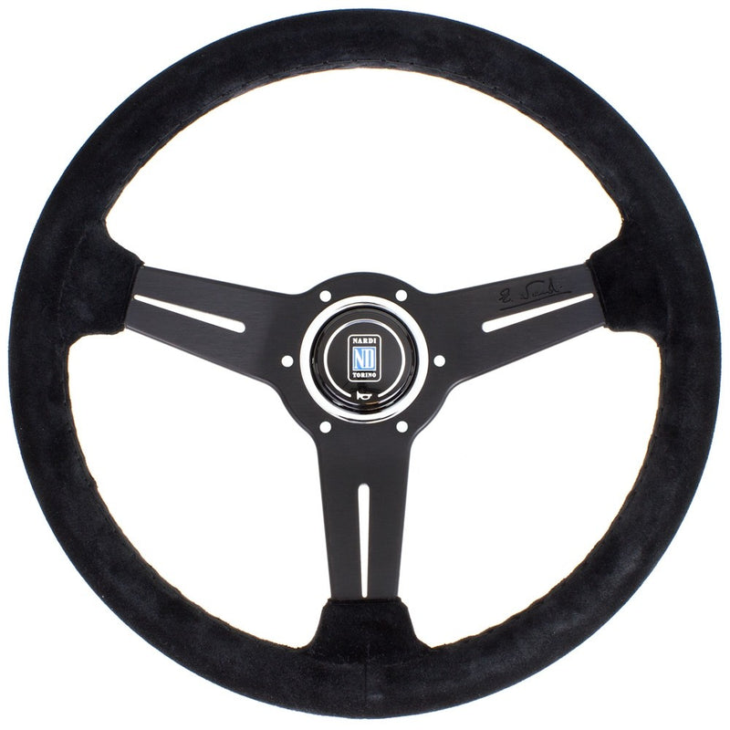 Carica immagine in Galleria Viewer, Volante Nardi Classic ND33, Scamosciato Nero, Razze Nere, Cuciture Nere, a Calice 40 mm