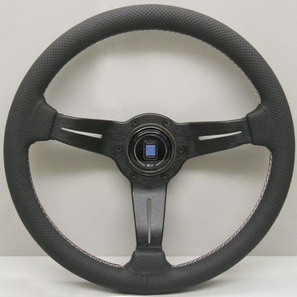Carica immagine in Galleria Viewer, Volante Nardi Deep Corn Ø35, Pelle Nera Forata, Razze Nere, Cuciture Italia, a Calice 75 mm