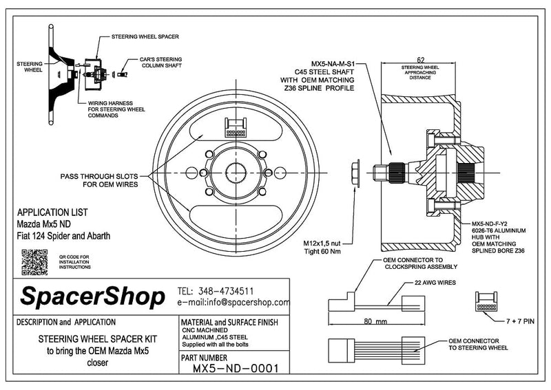 Carica immagine in Galleria Viewer, Distanziale Volante SpacerShop per Fiat Abarth 124 Spider