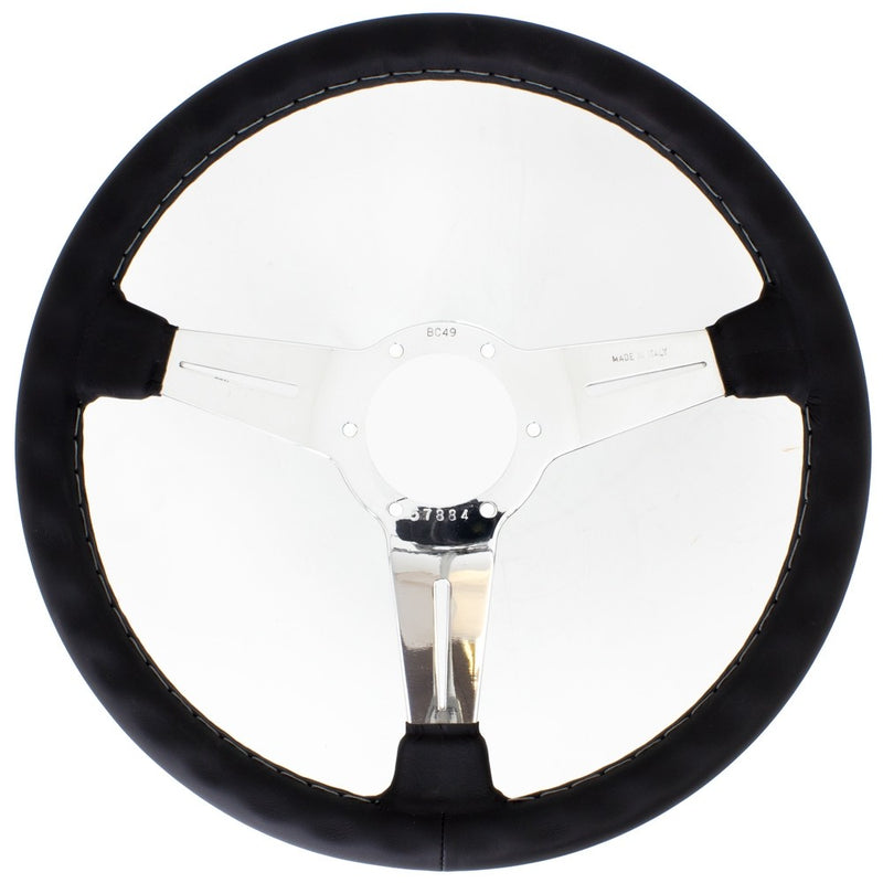 Carica immagine in Galleria Viewer, Volante Nardi Classic ND36, Pelle Nera, Razze Cromate, Cuciture Grigie, a Calice 40 mm