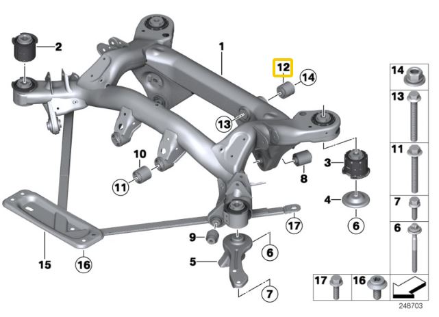 Carica immagine in Galleria Viewer, Silent Block Rigidi Differenziale Posteriore IRP per BMW Serie 1 E8X