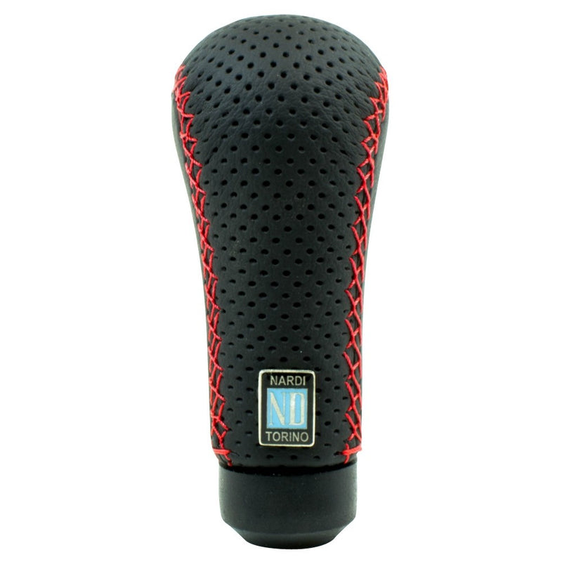 Carica immagine in Galleria Viewer, Pomello Nardi Prestige in Pelle Nera Perforata, Cuciture Rosse