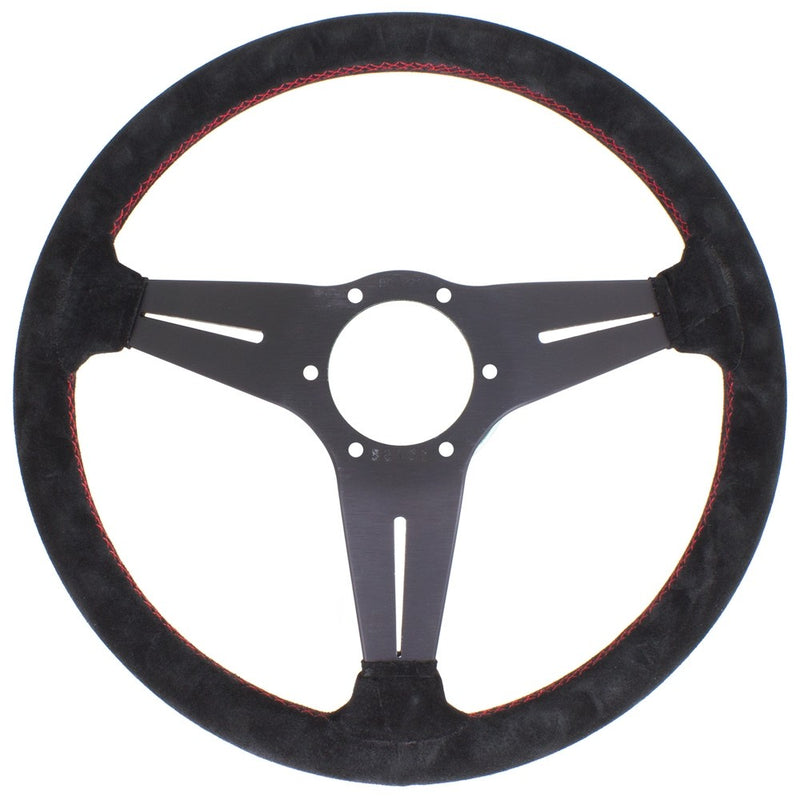 Carica immagine in Galleria Viewer, Volante Nardi Deep Corn Ø35, Scamosciato Nero, Razze Nere, Cuciture Rosse, a Calice 75 mm