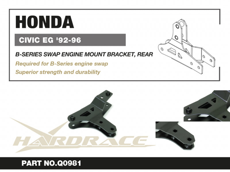 Carica immagine in Galleria Viewer, Supporto Posteriore Hardrace per Swap Serie B in Honda Civic EG / EH / EJ
