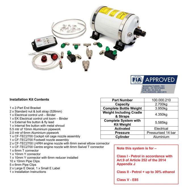 Carica immagine in Galleria Viewer, Kit Estintore Automatico FEV Coldfire E85 2.7L (FIA)