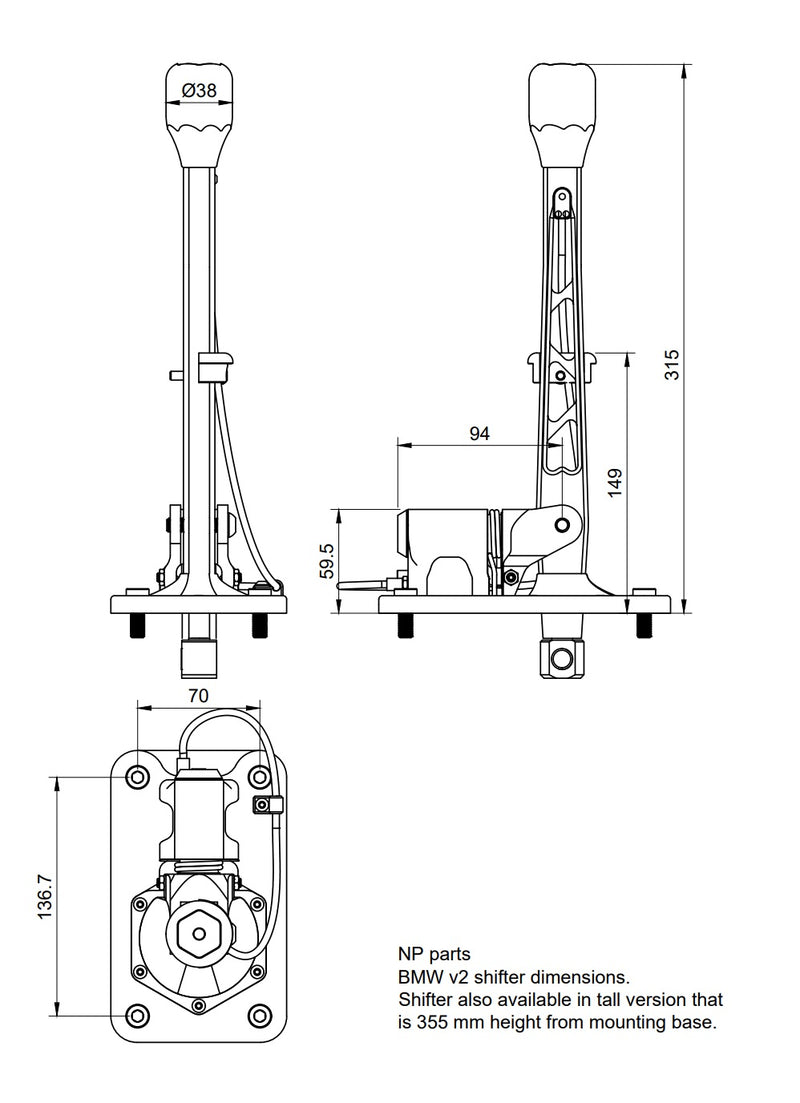Carica immagine in Galleria Viewer, Short Shifter Allungato NP Parts V2 per BMW - Nero