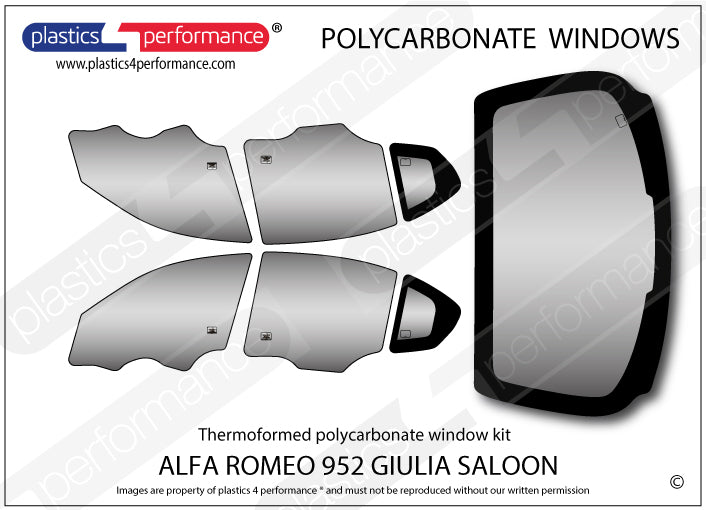 Carica immagine in Galleria Viewer, Vetri in Policarbonato per Alfa Romeo Giulia 952 Berlina