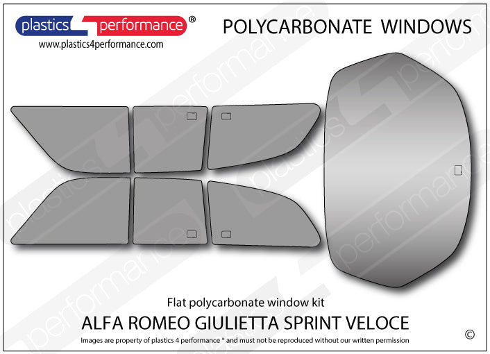 Carica immagine in Galleria Viewer, Vetri in Policarbonato per Alfa Romeo Giulietta Sprint Veloce