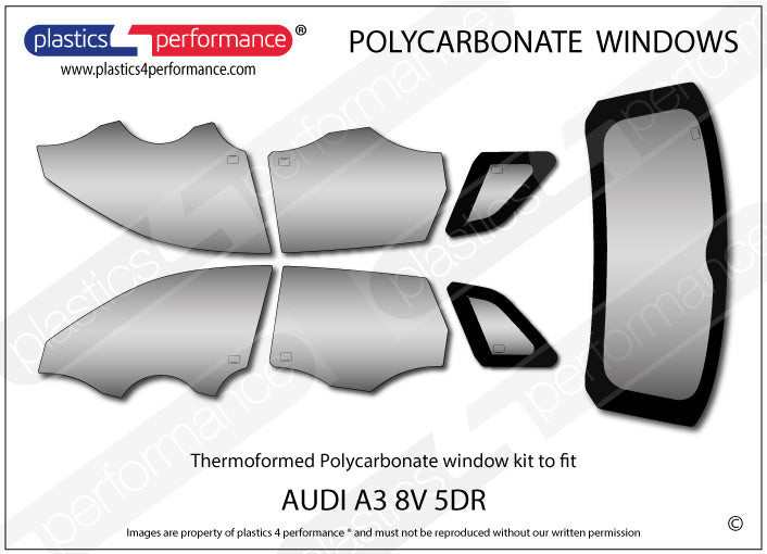 Carica immagine in Galleria Viewer, Vetri in Policarbonato per Audi A3 8V Sportback