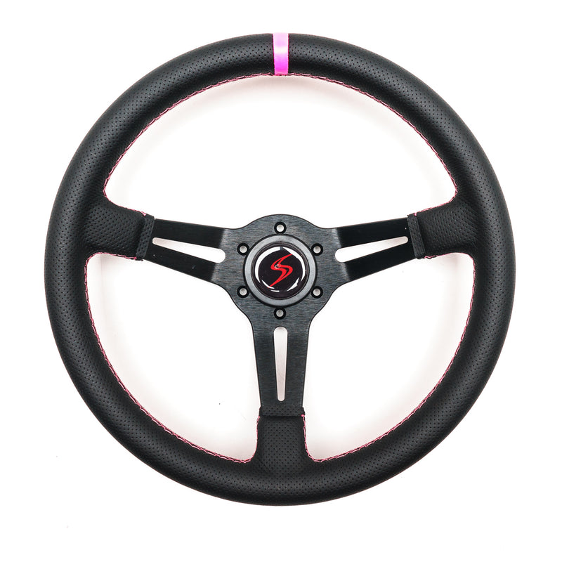 Carica immagine in Galleria Viewer, Volante a Calice (70 mm), Edizione Speciale "Pink Style", Pelle Nera