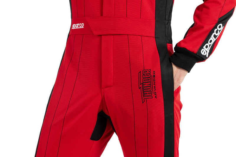 Carica immagine in Galleria Viewer, Tuta Kart Bambino Sparco Thunder Advanced Rosso / Nero (CIK-FIA KC.017.24-0)