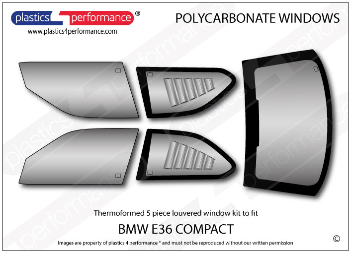Carica immagine in Galleria Viewer, Vetri in Policarbonato per BMW E36 Compact