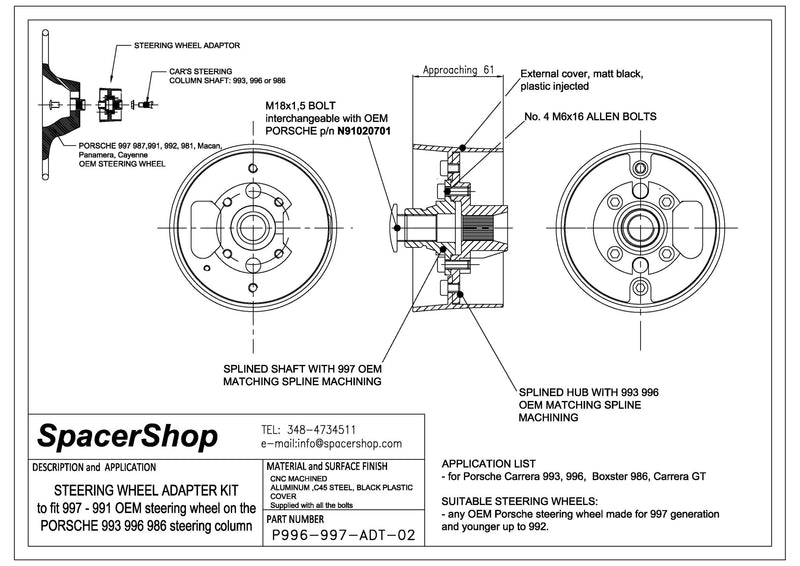 Carica immagine in Galleria Viewer, Adattatore Volante SpacerShop per Porsche 911