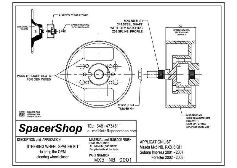 Carica immagine in Galleria Viewer, Distanziale Volante SpacerShop per Subaru Impreza (GD / GG)