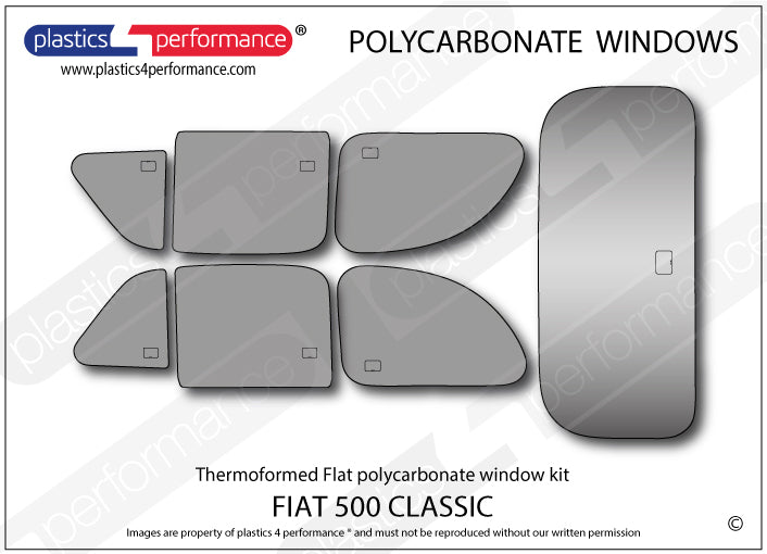Carica immagine in Galleria Viewer, Vetri in Policarbonato per Fiat 500 Classic