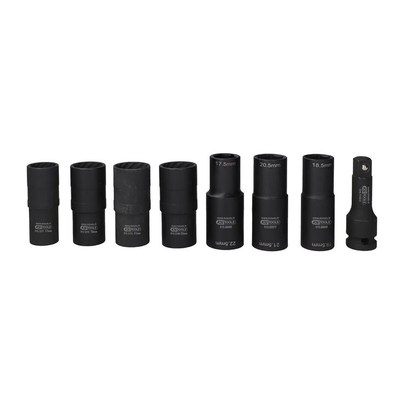 Carica immagine in Galleria Viewer, Valigetta di Bussole a Impulsi 1/2" Speciali per Ruote, 18 Pezzi KS Tools