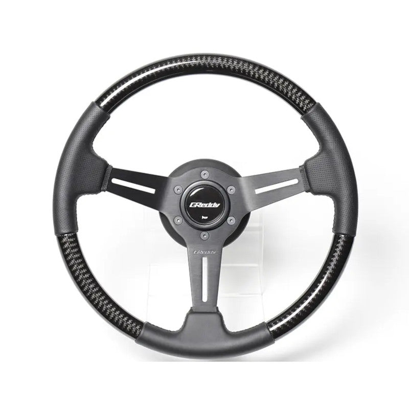 Carica immagine in Galleria Viewer, Volante GReddy "Real Carbon" a Calice (47 mm), Carbonio, Razze Nere - 340 mm