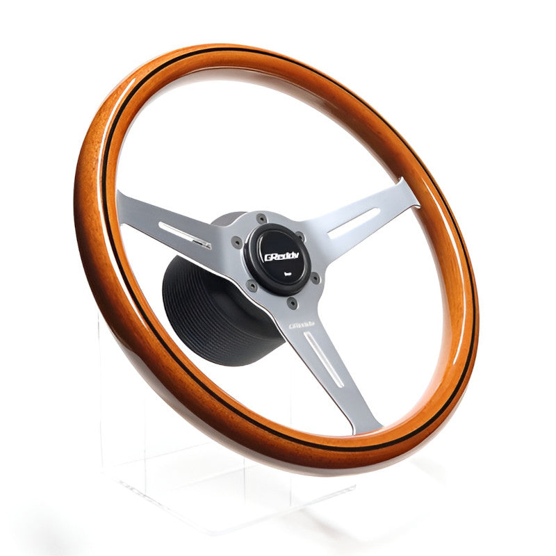 Carica immagine in Galleria Viewer, Volante GReddy "Wood Type" a Calice (47 mm), Legno Chiaro, Razze in Alluminio - 340 mm