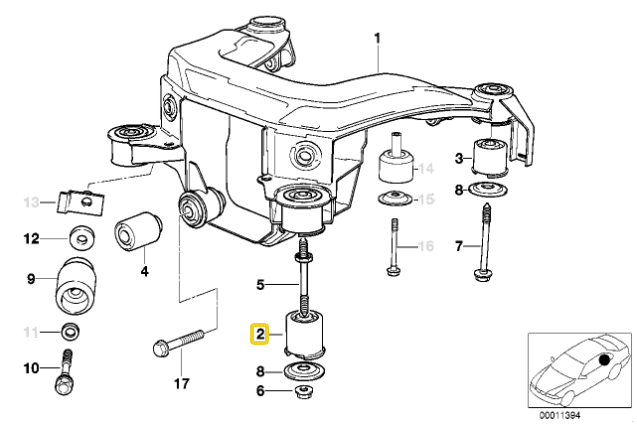 Carica immagine in Galleria Viewer, Silent Block in Poliuretano Culla Posteriore IRP per BMW E36