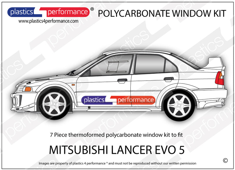 Carica immagine in Galleria Viewer, Vetri in Policarbonato per Mitsubishi Lancer Evo 5 (V)