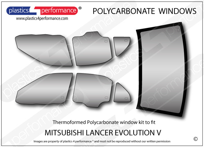 Carica immagine in Galleria Viewer, Vetri in Policarbonato per Mitsubishi Lancer Evo 5 (V)