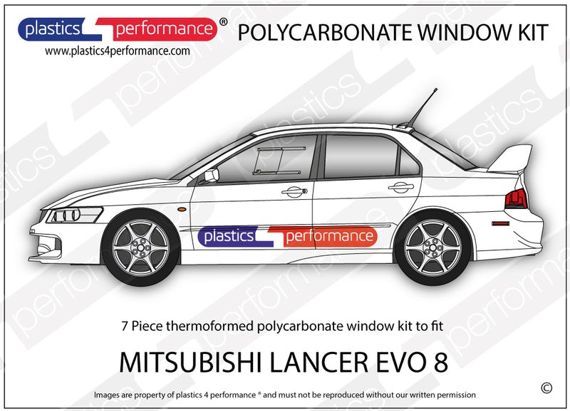 Carica immagine in Galleria Viewer, Vetri in Policarbonato per Mitsubishi Lancer Evo 8 (VIII)