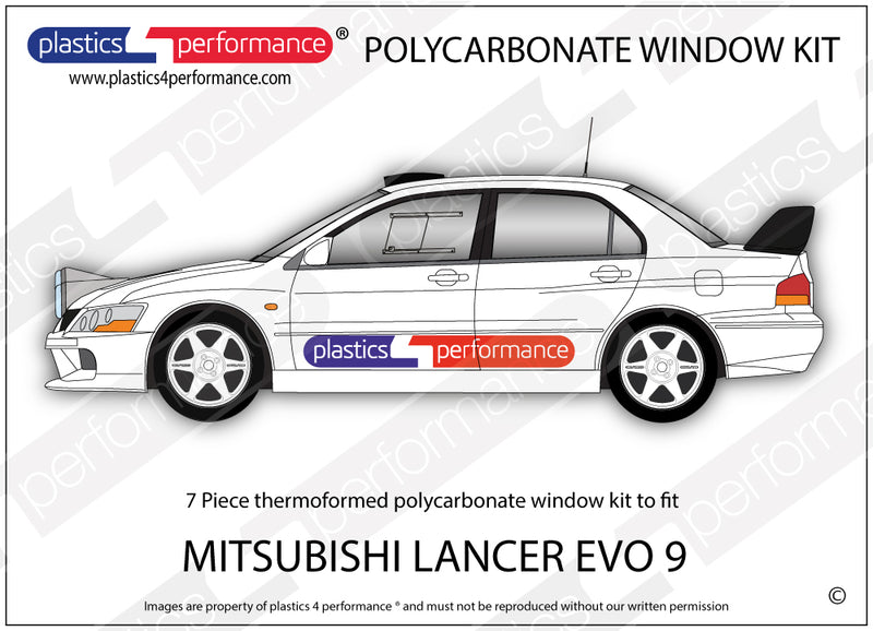 Carica immagine in Galleria Viewer, Vetri in Policarbonato per Mitsubishi Lancer Evo 9 (IX)