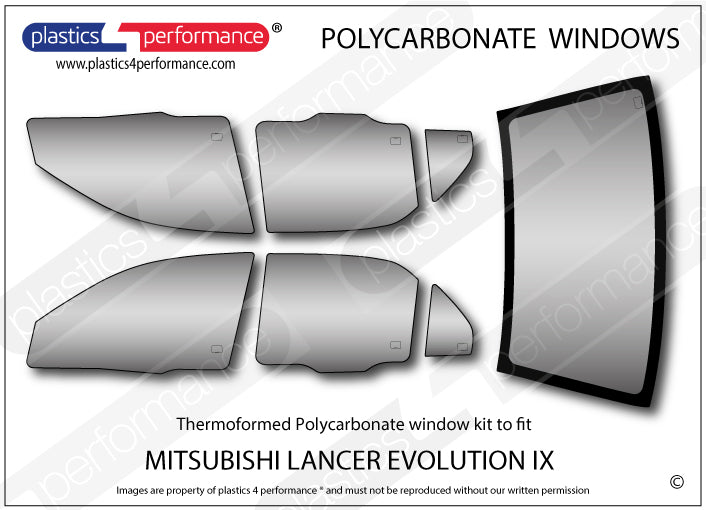Carica immagine in Galleria Viewer, Vetri in Policarbonato per Mitsubishi Lancer Evo 9 (IX)