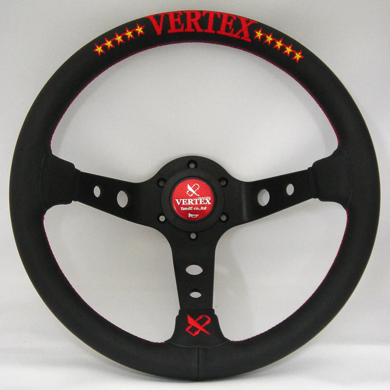 Carica immagine in Galleria Viewer, Volante Vertex 10 Star / Rosso a Calice (90 mm), Pelle Nera, Razze Nere - 33 cm
