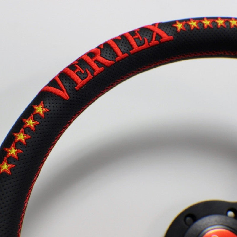Carica immagine in Galleria Viewer, Volante Vertex 10 Star / Rosso a Calice (90 mm), Pelle Nera, Razze Nere - 33 cm