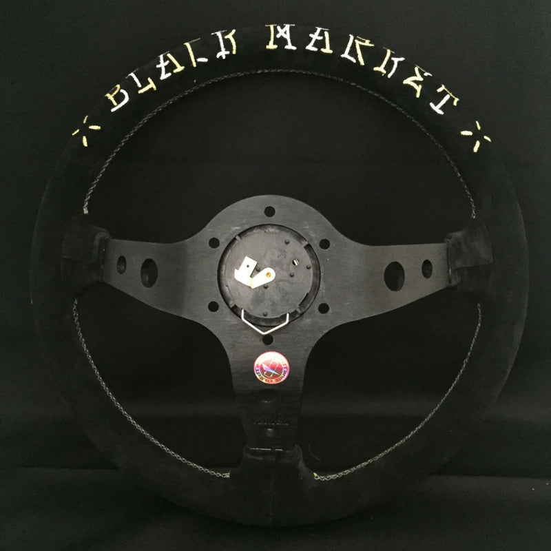 Carica immagine in Galleria Viewer, Volante Vertex Hells Racing / Oro & Argento a Calice (90 mm), Scamosciato Nero, Razze Nere - 33 cm
