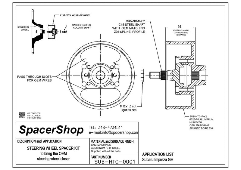Carica immagine in Galleria Viewer, Distanziale Volante SpacerShop per Subaru Impreza (GE / GH / GR)