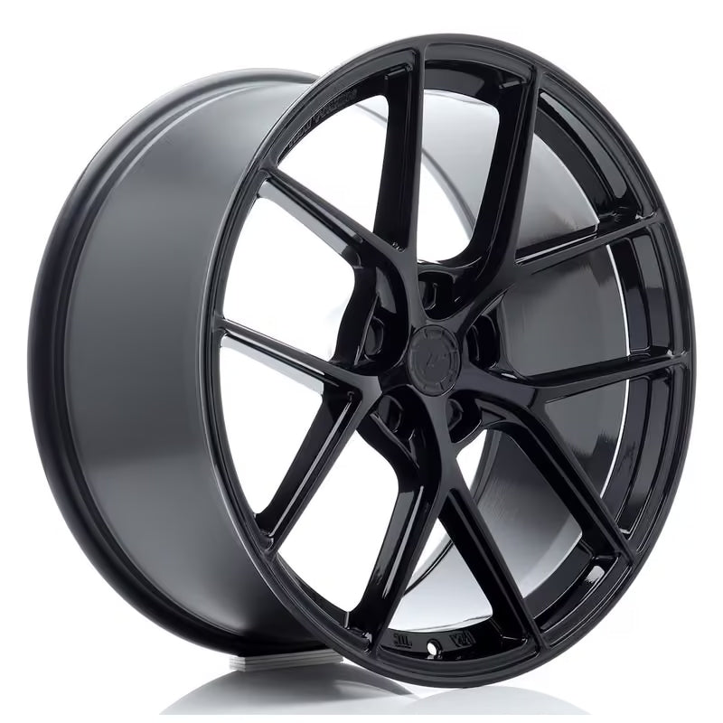 Carica immagine in Galleria Viewer, Cerchio Japan Racing SL-01 Super Light 9,5x20 foratura su misura 5 fori ET15-42 - Nero lucido