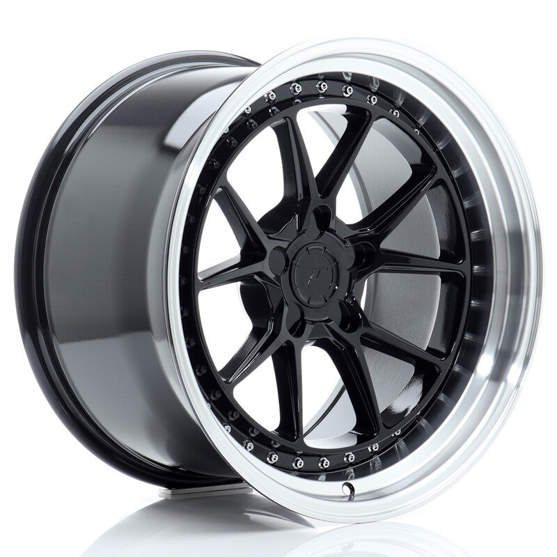 Carica immagine in Galleria Viewer, Cerchio Japan Racing JR-39 10,5x18 foratura su misura 5 fori ET15-22 - Nero lucido