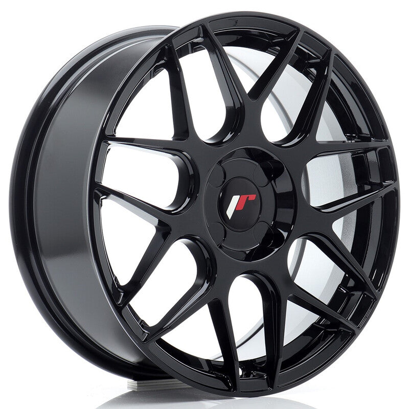 Carica immagine in Galleria Viewer, Cerchio Japan Racing JR-18 7x17 foratura su misura 4 fori ET20-40 - Nero lucido
