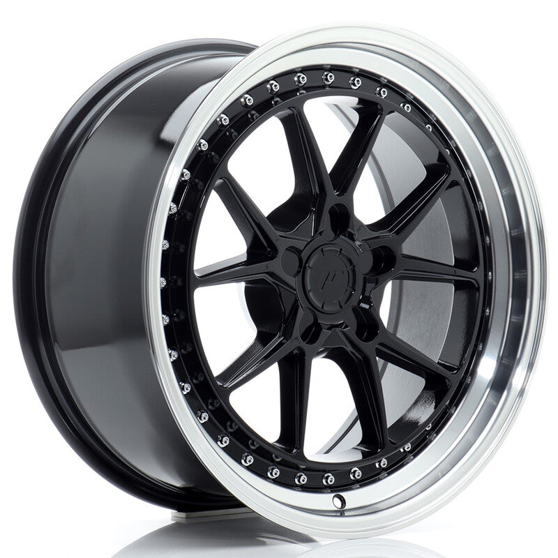 Carica immagine in Galleria Viewer, Cerchio Japan Racing JR-39 8,5x18 foratura su misura 5 fori ET15-35 - Nero lucido