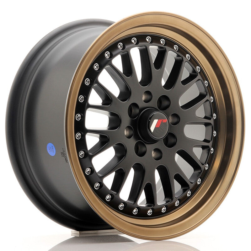 Carica immagine in Galleria Viewer, Cerchio Japan Racing JR-10 7x15 4x100/4x108 ET30 - Nero opaco satinato con bordo bronzo