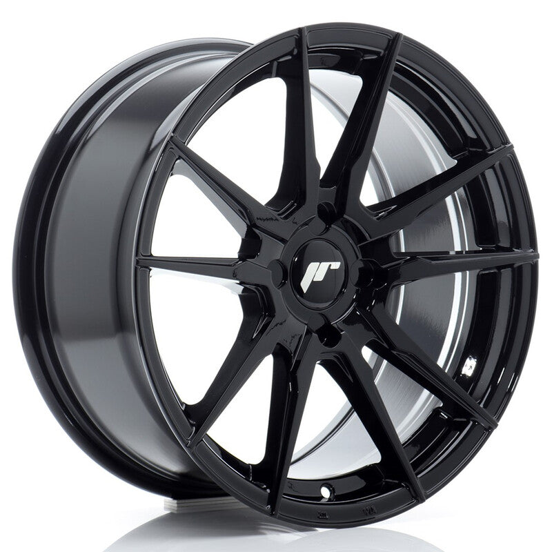 Carica immagine in Galleria Viewer, Cerchio Japan Racing JR-21 8x17 foratura su misura 4 fori ET20-35 - Nero lucido