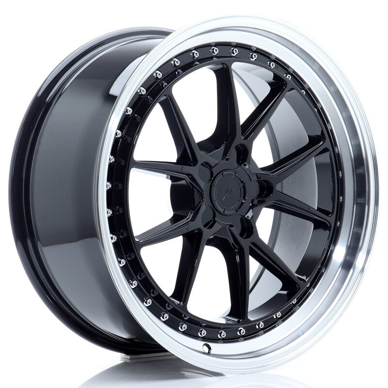 Carica immagine in Galleria Viewer, Cerchio Japan Racing JR-39 8,5x19 foratura su misura 5 fori ET15-35 - Nero lucido