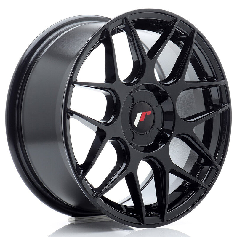 Carica immagine in Galleria Viewer, Cerchio Japan Racing JR-18 7x16 foratura su misura 4 fori ET20-35 - Nero lucido