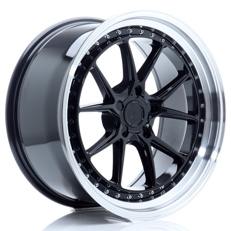 Carica immagine in Galleria Viewer, Cerchio Japan Racing JR-39 9,5x19 foratura su misura 5 fori ET15-35 - Nero lucido