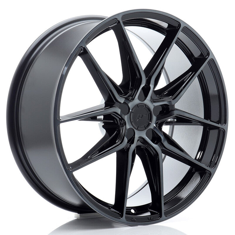 Carica immagine in Galleria Viewer, Cerchio Japan Racing JR-44 8x19 foratura su misura 5 fori ET20-40 - Nero lucido con razze brunite