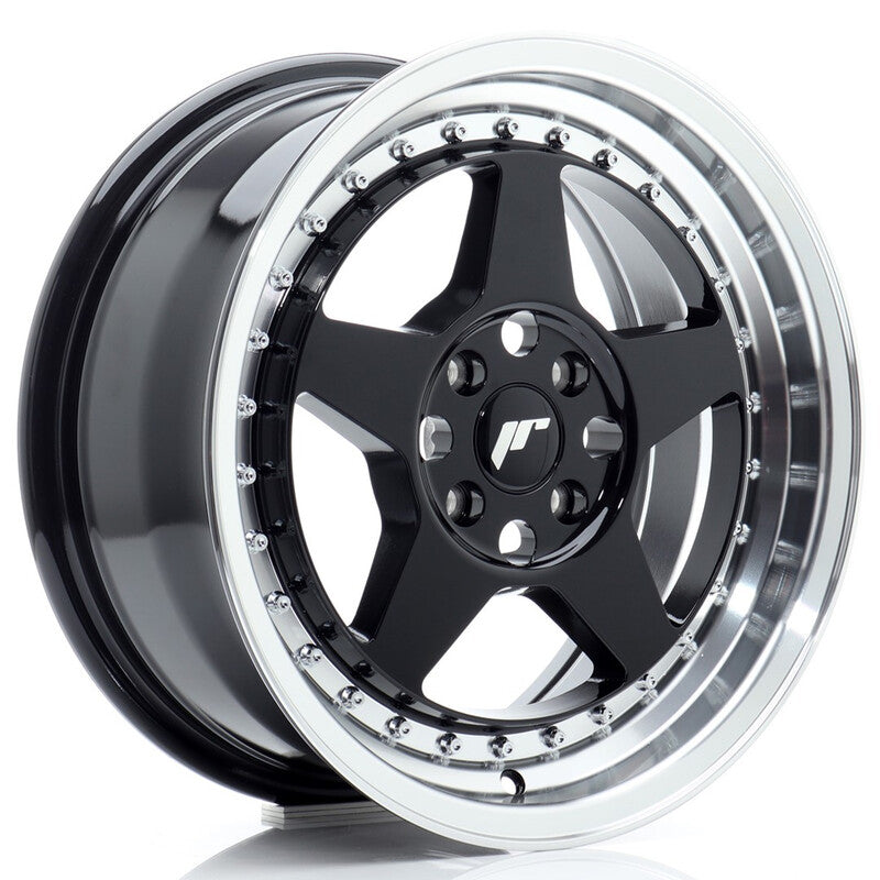 Carica immagine in Galleria Viewer, Cerchio Japan Racing JR-6 7x16 4x100 ET35 - Nero lucido con bordo lucidato
