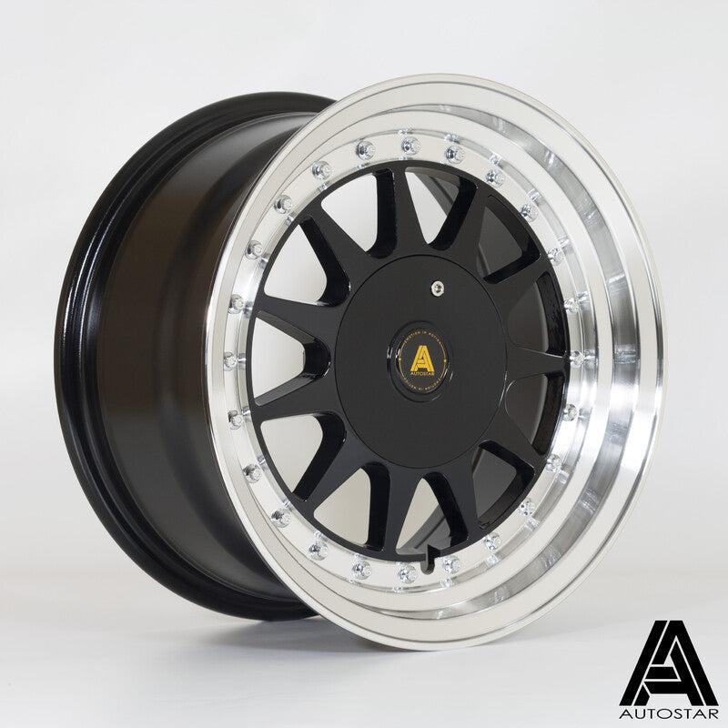 Carica immagine in Galleria Viewer, Cerchio Autostar Raider 7,5x15 4x100/4x108 ET20 - Nero con bordo lucidato