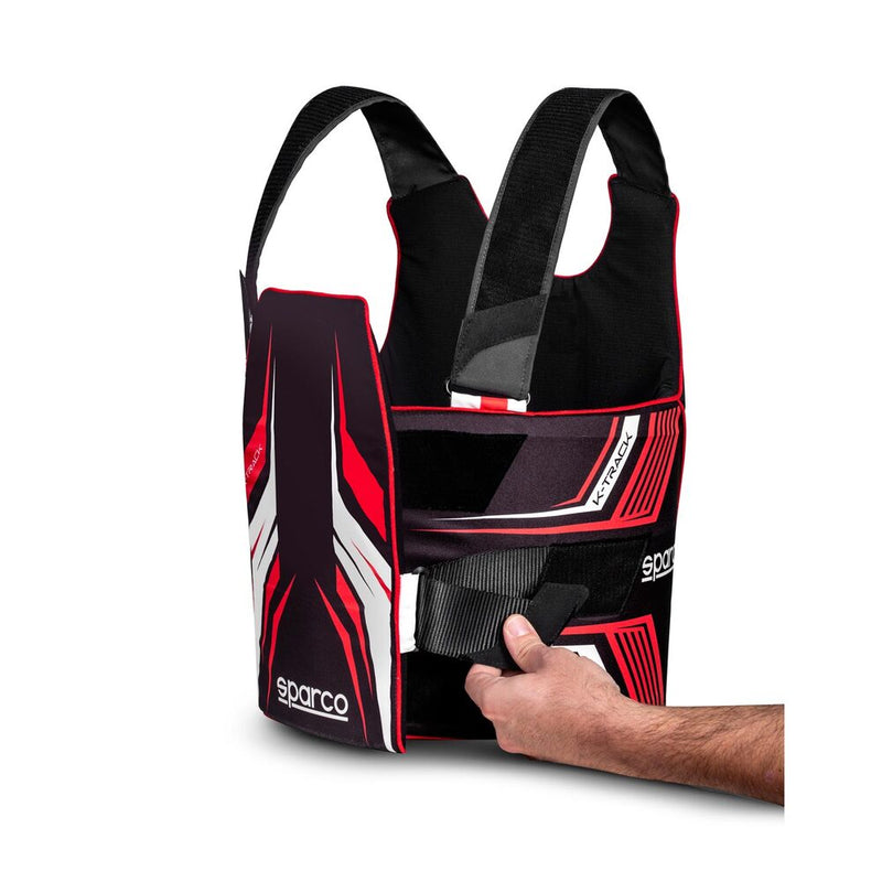 Carica immagine in Galleria Viewer, Gilet Paracostole Kart Bambino Sparco K-Track Nero / Rosso (FIA 8870-2018)
