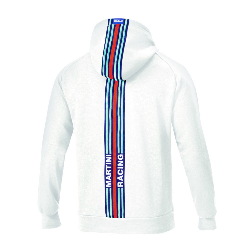 Felpa con Cappuccio a Righe Sparco Martini Racing - Bianco