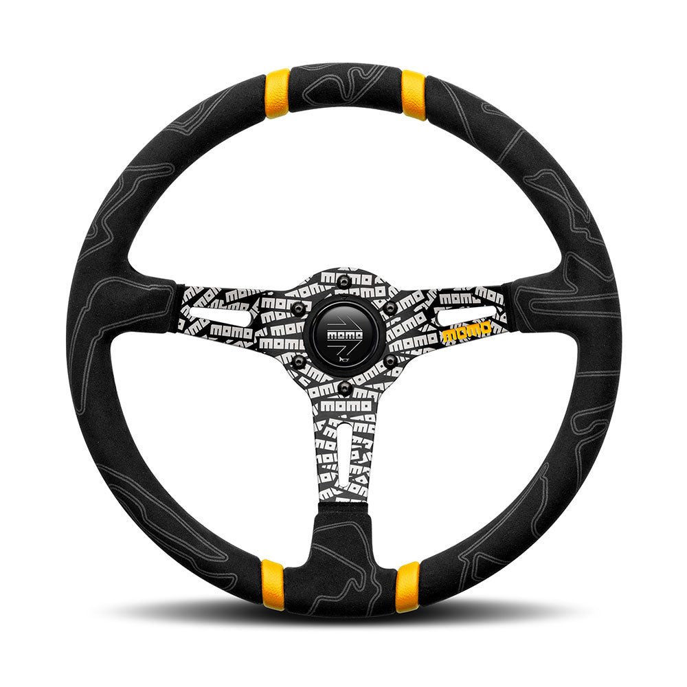 Volante Momo Ultra in Alcantara, a Calice (90 mm), Razze Nere - 35 cm