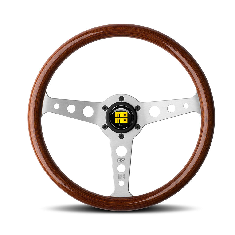Volante Momo Indy Heritage a Calice (37 mm), Legno, Razze in Alluminio - 35 cm
