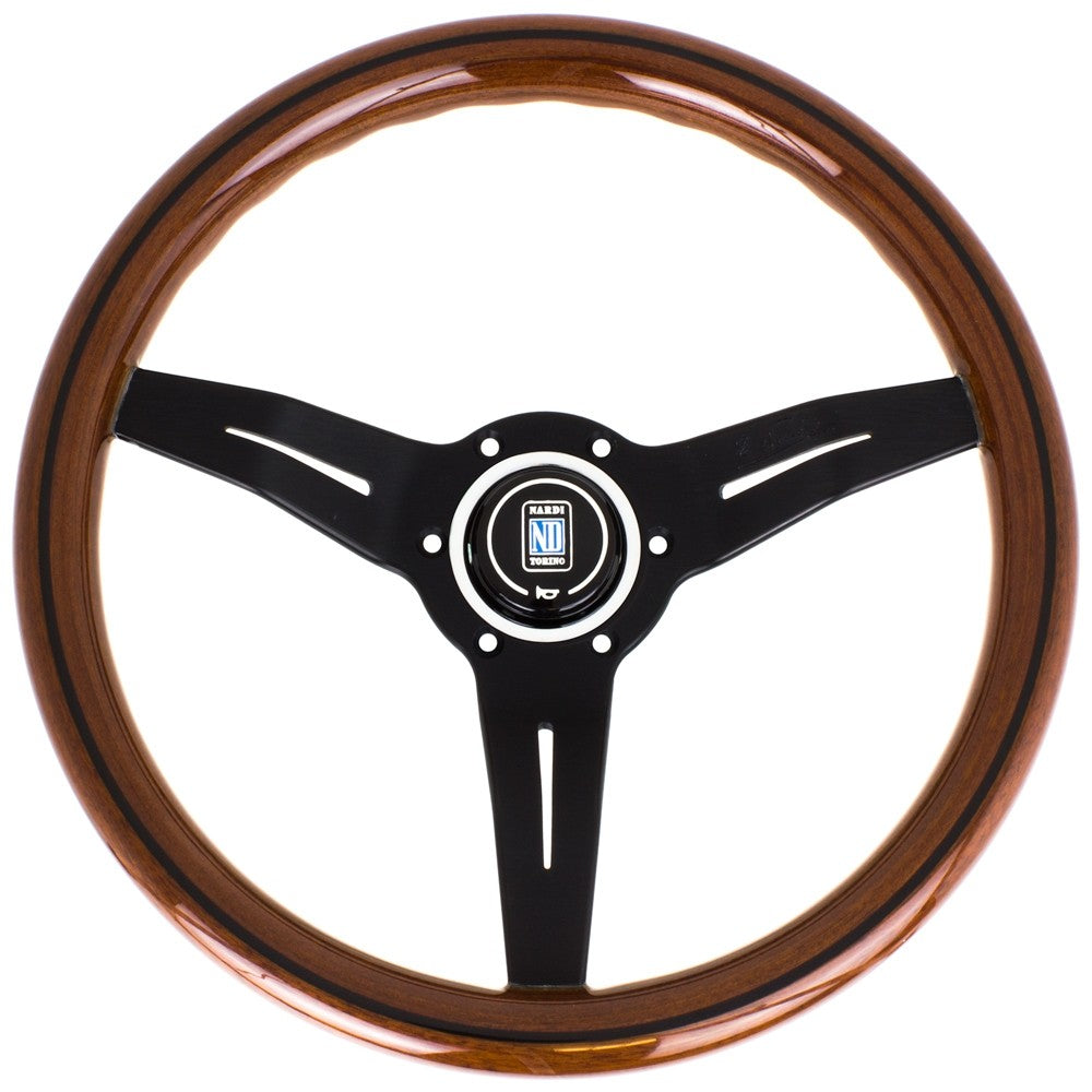 Volante Nardi Deep Corn, Legno, Razze Nere, a Calice 50 mm, Ø33 cm