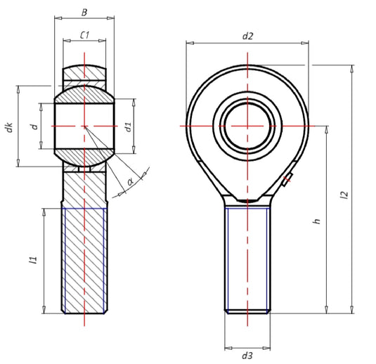 Uniball Askubal Motorsport Serie 451, Maschio, Filettatura Fine